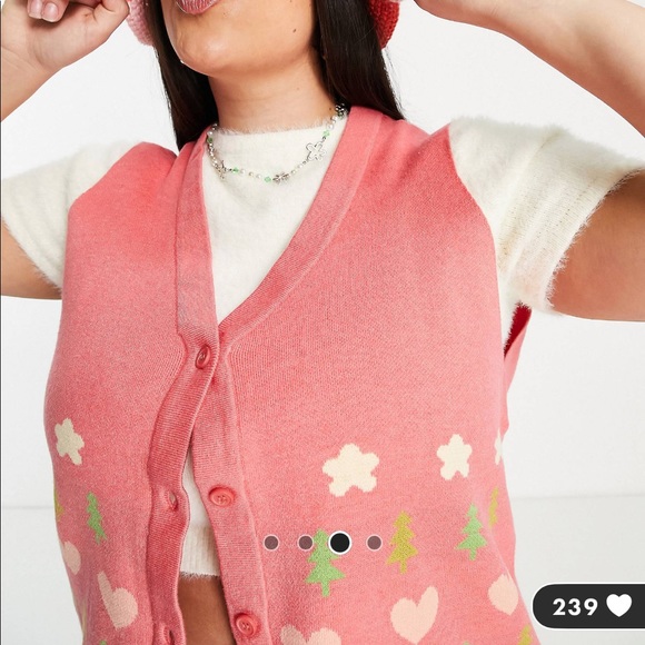 ASOS Curve Native youth multi colored sweater vest in a size 18 - Picture 2 of 3